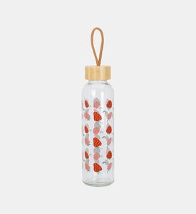 Glass Strawberry-print Bottle