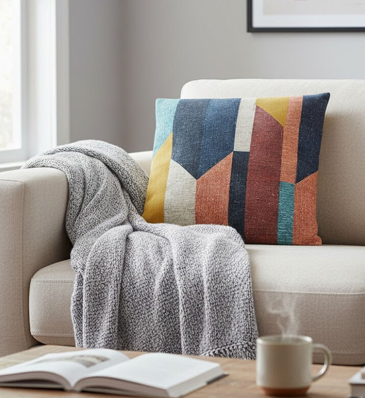 Home Deco and More Puzzle Print Embroidered Pillow, Packshot View