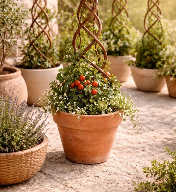 Green Garden Spiral Wooden Willow Poles, Packshot View