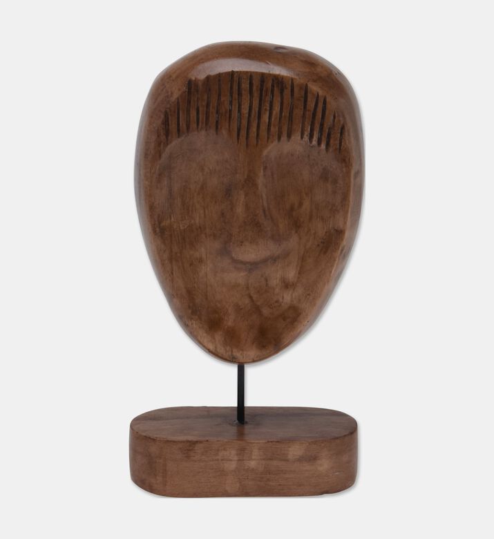 Home Deco and More Wooden Small Abstract Face Sculpture, Packshot View