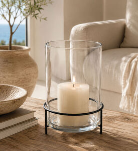 Jolipa Glass Cylindrical Large On-foot Hurricane, Packshot View