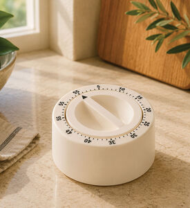 Excellent Houseware Rubber Coating Round Egg Timer, White, 7-cm, Packshot View