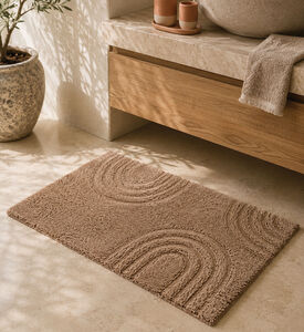 Home Deco and More Arched Pattern Bathroom Mat, Dark-brown, Packshot View