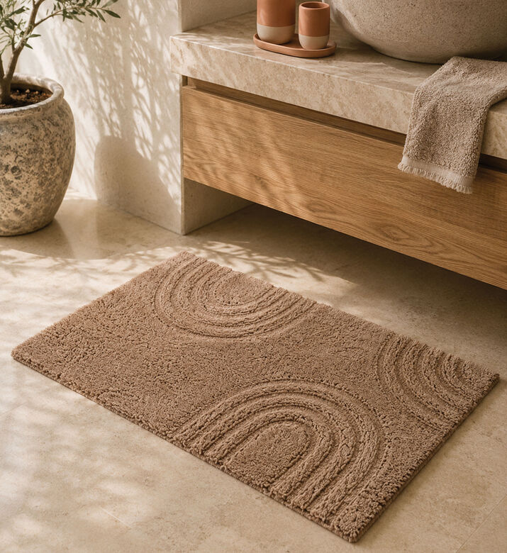 Home Deco and More Arched Pattern Bathroom Mat, Dark-brown, Packshot View