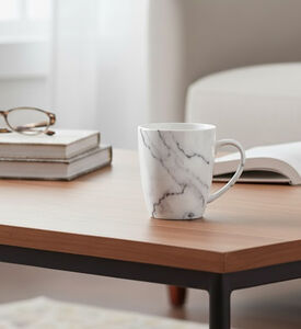 Salt and Pepper Porcelain Marble Mug, Packshot View