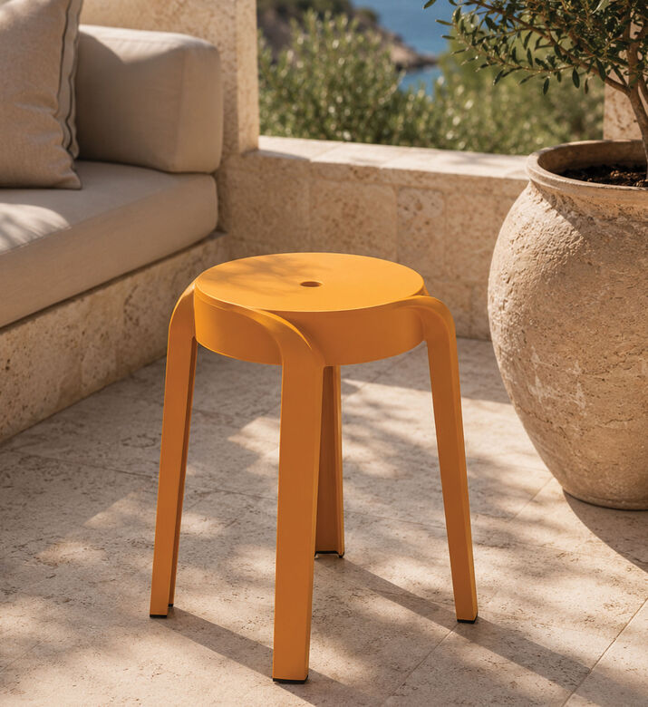 Home Deco and More Stackable Pp Ocher Stool, Yellow, Packshot View