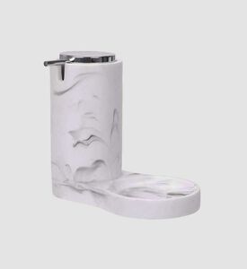 Home Deco and More Marble-print 2-in-1 Soap Dispenser, White, Packshot View