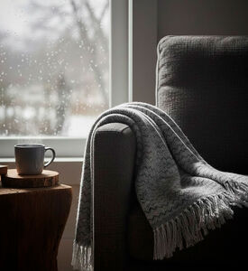 Home Deco and More Julia Herringbone Cotton Throw, Black, Packshot View