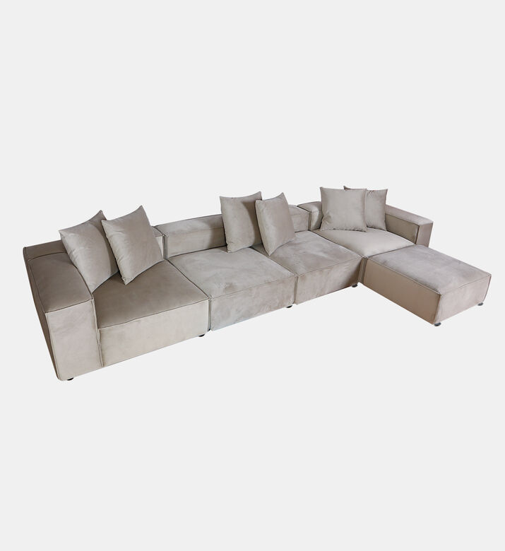 Home Deco and More Fillmore Velvet Corner Sofa, Beige, Packshot View