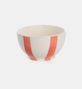 Siaki Stoneware Handpainted Stripes Bowl, Orange, Packshot View