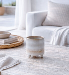 Home Deco and More Porcelain Footed Flower Pot, Beige, S, Packshot View