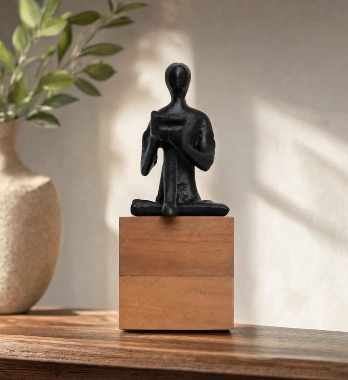 Home Deco and More Yoga Pose Matte-finish Figurine, Black, Model View