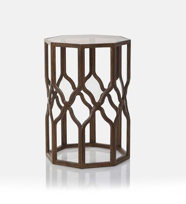 Octa Wood Glass Top Side Table