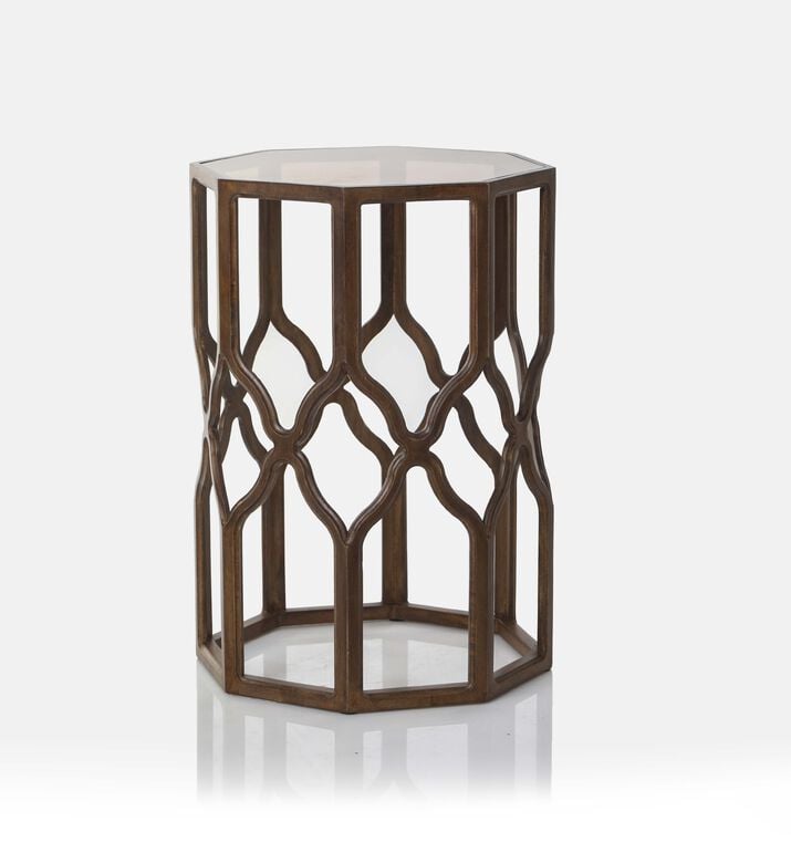 Octa Wood Glass Top Side Table