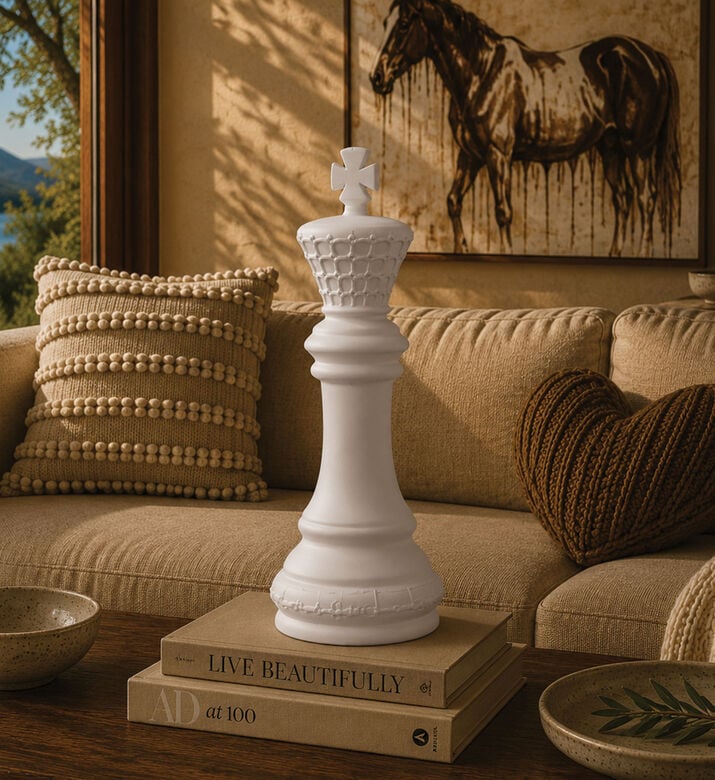 Baci Milano King Chess Piece Decorative, White, Packshot View