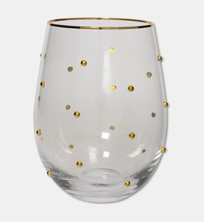 Kaemingk Glass Water Glass With Gold Rim And Dots, Packshot View