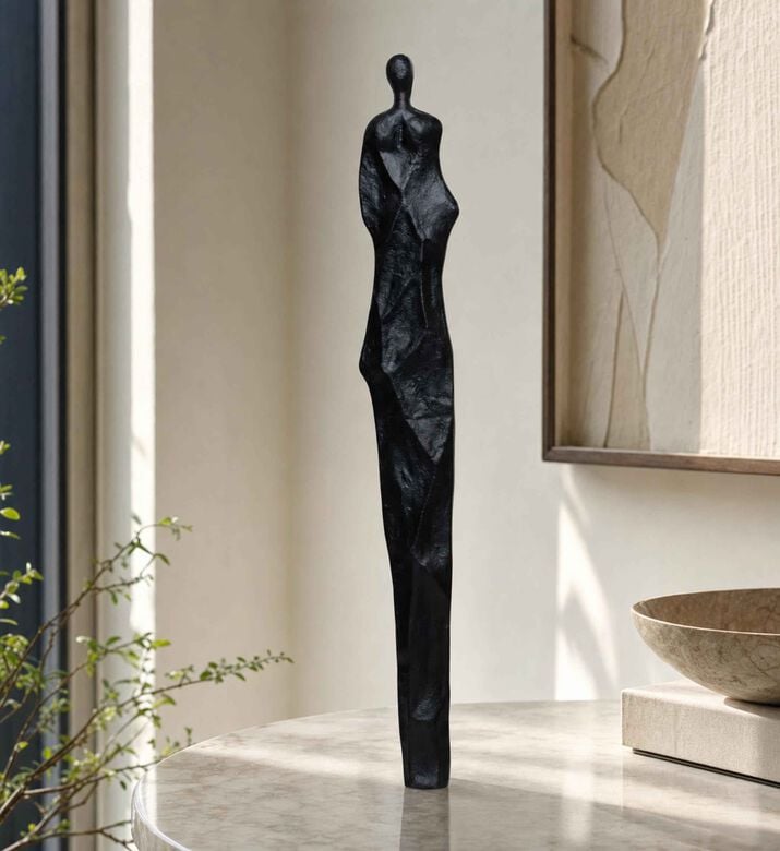 Home Deco and More Tall Abstract Small Figurines Set, Black, S, Model View