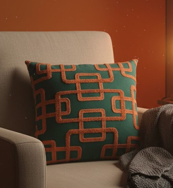 Home Deco and More Tube Embroidered Velvet Cushion 45x45 Cm, Packshot View