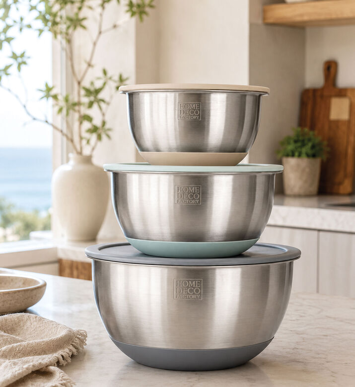 Home Deco and More Silicone Base 6-piece Mixing Bowls Set, Packshot View