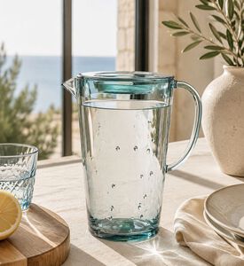 Home Deco and More Acrylic Raindrop Design Pitcher, Green, 1.6-l, Packshot View
