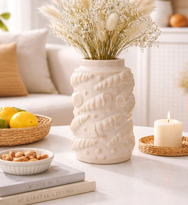 Home Deco and More Embossed Shell Pattern Vase, Packshot View