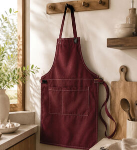 Excellent Houseware Cotton Cooking Apron, Indianred, 230x430x20-mm, Packshot View