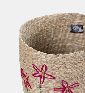 Home Deco and More Seagrass Flower Embellished Basket, Packshot View