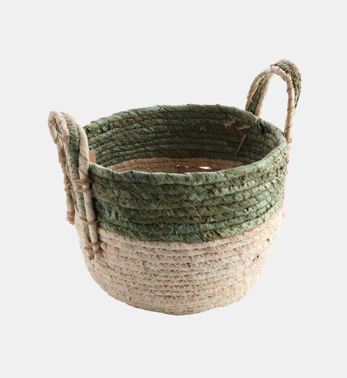 Home and Styling Straw Storage Basket, Beige, L, Packshot View