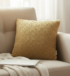 Kersten Square Teddy Filled And Vaccumed Cushion, Brown, Packshot View