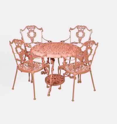 Grape Dining Table With 4 Chairs Red 90 X 70 Cm