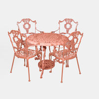Grape Dining Table With 4 Chairs Red 90 X 70 Cm