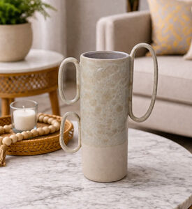 Kersten Beige Ceramic Vase With Handles, Packshot View