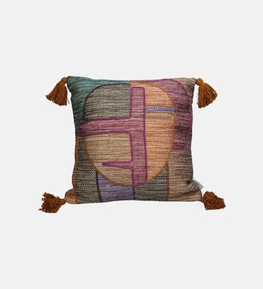 Abstract Square Fringed Cushion
