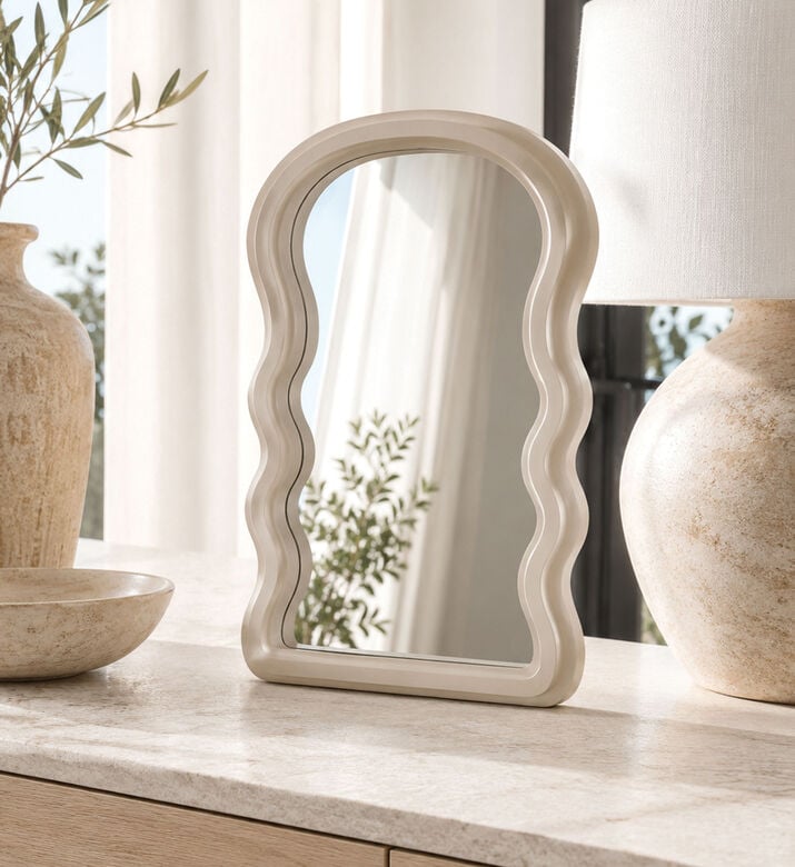 Home Deco and More Mdf Edge Glass Mirror, Beige, Packshot View