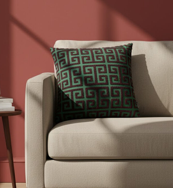 Home Deco and More Vers Geometric Embroidered Cushion, Packshot View