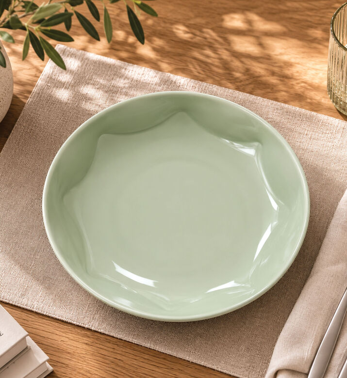 Essenza Sculpture Porcelain Pasta Plate, Green, 21-cm, Packshot View