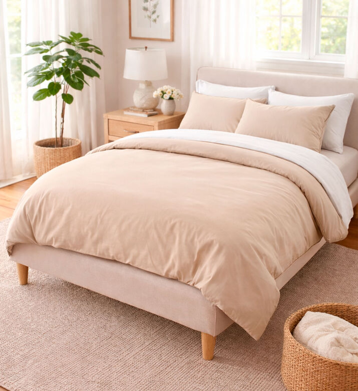 Home Deco and More Satin Duvet Cover, Taupe, 140x200-cm, Packshot View