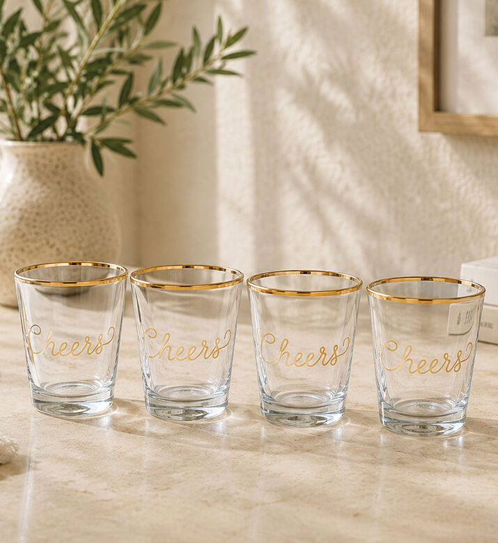 Rosanna Pellegrini Just Married Gold Rim Shot Glass Set, Packshot View