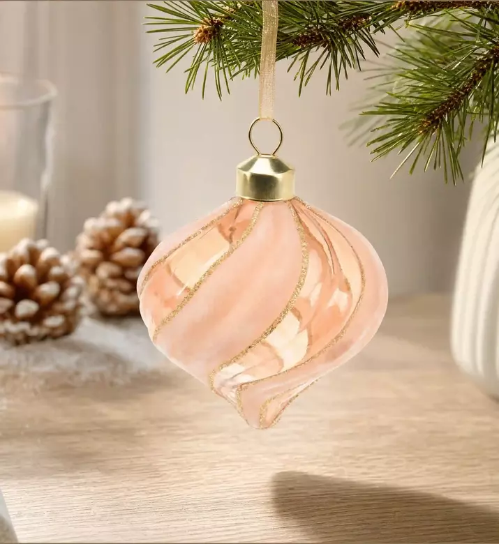 Home Deco and More Swirling Ribbon Round Ornament, Model View