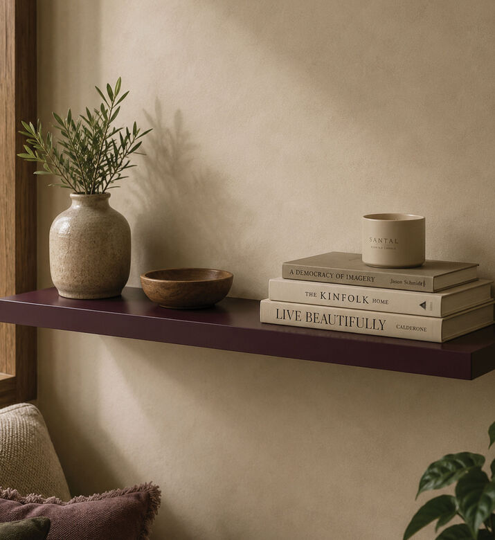 Duraline Colored Wood Floating Shelf, Purple, 3.8x80x23.5-cm, Packshot View