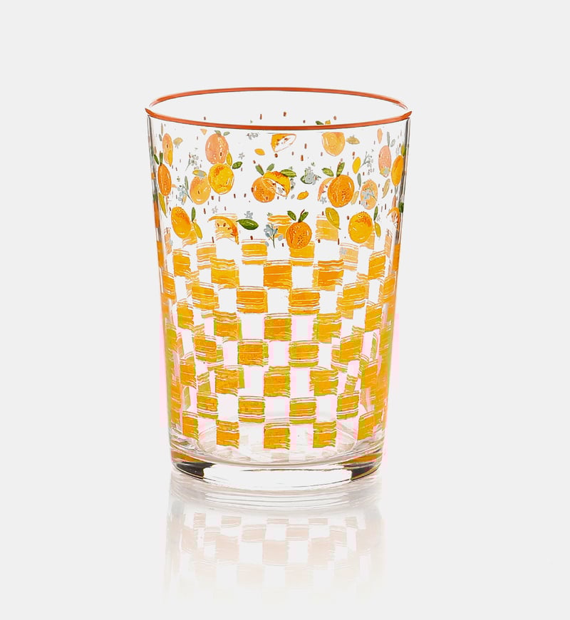 Home Deco and More Lemon-print Drinking Glass, Packshot View Lemon-print Drinking Glass
