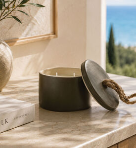Home and Styling Wax Porcelain Lidded Pot Candle, Grey, Packshot View