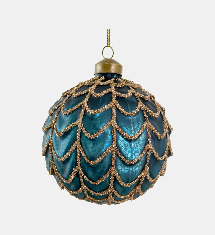 Shishi Glass Garland Ball Glitter, Blue, 12-cm, Packshot View