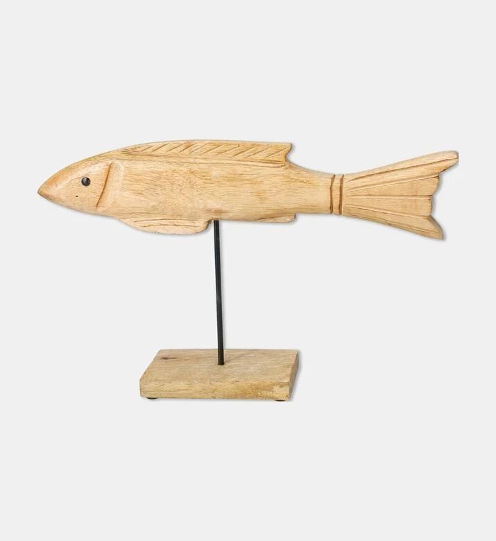 Home Deco and More Natural Wooden Fish Decor, Packshot View
