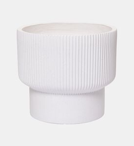 Home Deco and More Fiber Clay Ribbed Top Planter, Light-grey, 38-cm, Packshot View