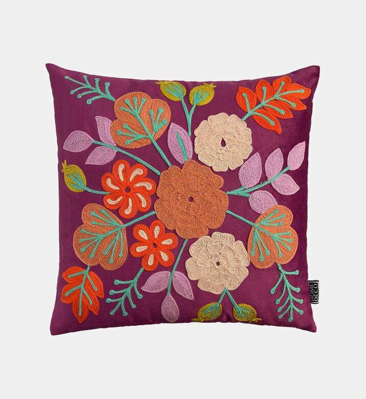 Home Deco and More Naomi Embroidered Velvet Cushion, Packshot View
