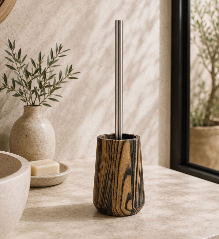 Home Deco and More Crystal Wood Toilet Brush Holder, Packshot View