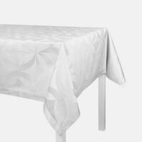 Ellipse White Linen Tablecloth