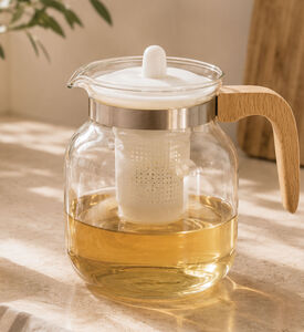 Excellent Houseware Glass Beechwood Handle Teapot, Packshot View
