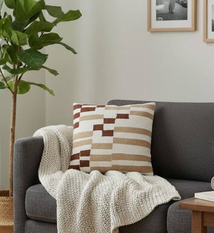 Home Deco and More Nigel Embroidered Print Cushion, Packshot View